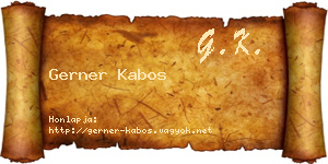 Gerner Kabos névjegykártya